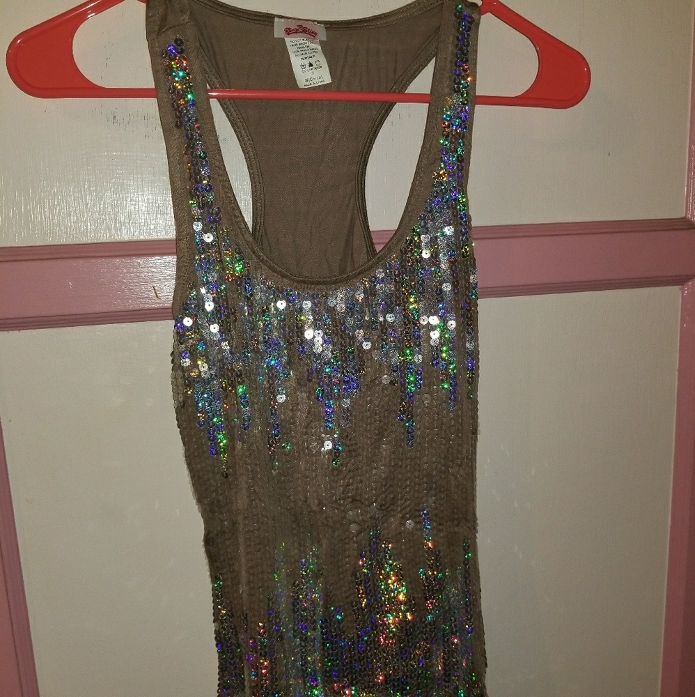 Sequin beige tank top